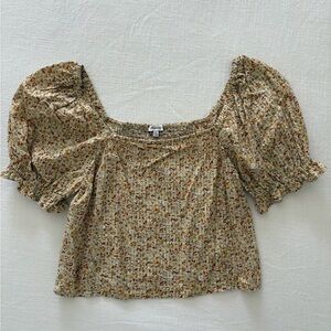 Madewell Hopewell Puff Sleeve Crop Top | Cottage Garden Floral | Size S